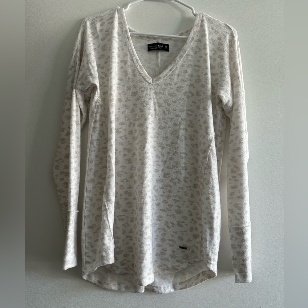 Abercrombie & Fitch Soft A&after Cozy Cheetah Print Long Sleeve Shirt